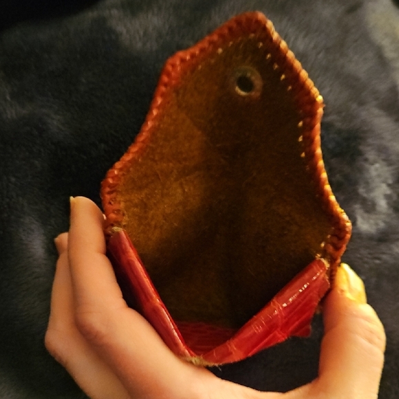 United Carr Vintage Red Leather Crocodile Pattern Card Or Coin Wallet - Picture 2 of 12